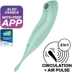 Twirling PRO + VERT Stimulateur Clitoris AIR PULSE Satisfyer