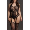 Combinaison Grande Taille LACE SUSPENDER - Noir