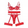 SOUTIEN-GORGE + STRING + PORTE-JARRETELLES IMPRIMÉ COEUR ROUGE S/M - SUBBLIME
