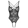 Body string ouvert de Cottelli LINGERIE en fine dentelle florale noire
