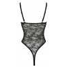 Body string ouvert de Cottelli LINGERIE en fine dentelle florale noire