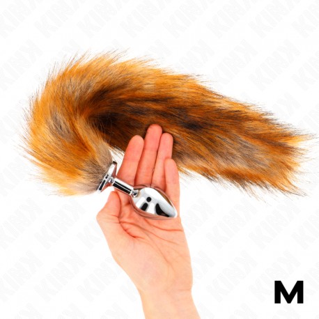 KINK - PLUG ANAL AILLE L 10 X 4 CM AVEC AVEC QUEUE SYNTHÉTIQUE 40 CM MARRON