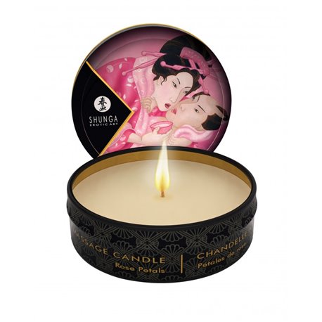 Mini bougie de massage Lueur et Caresse SHUNGA pétales de rose
